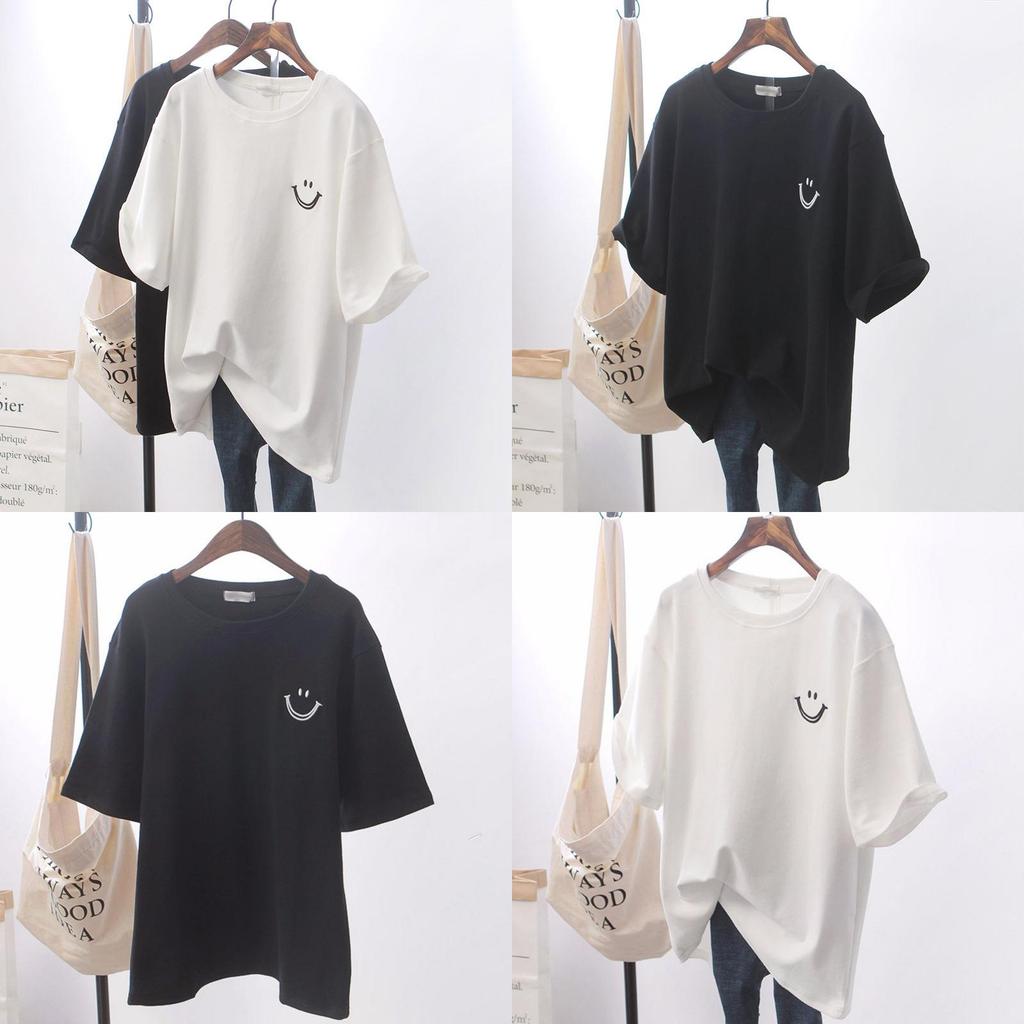 T Shirt Women Summer Loose Fit Cotton Blend Short Sleeve Casual Top For Students
