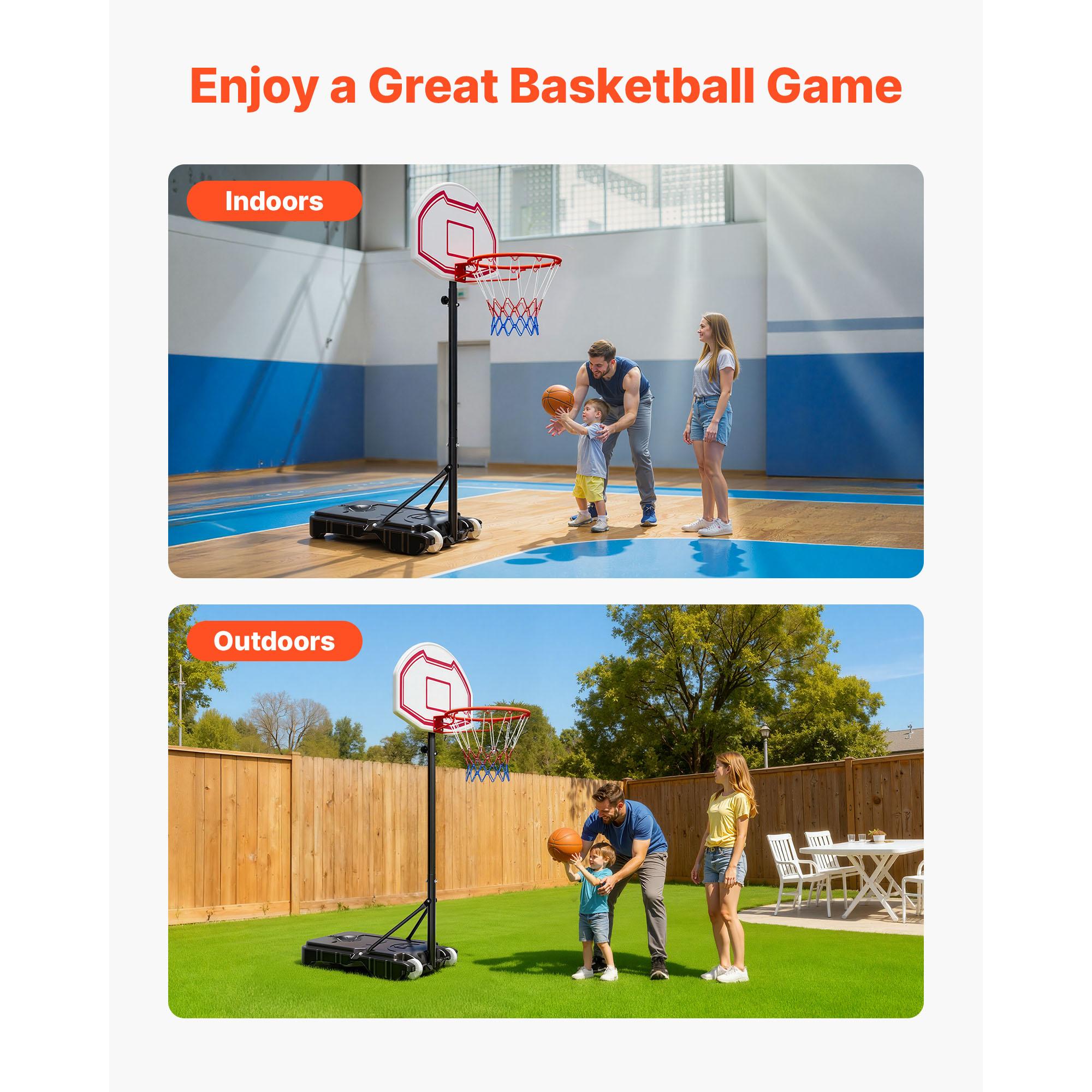 SucceBuy Portable Basketball Stand, 5.2 to 6.9 ft Height Adjustment Basketball Hoop & Goal Portable Backboard Set for Patios, Po