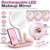 Rechargeable LED Makeup Mirror Touch Control Cosmetic Mirror Lighted Vanity Mirror  Desktop
