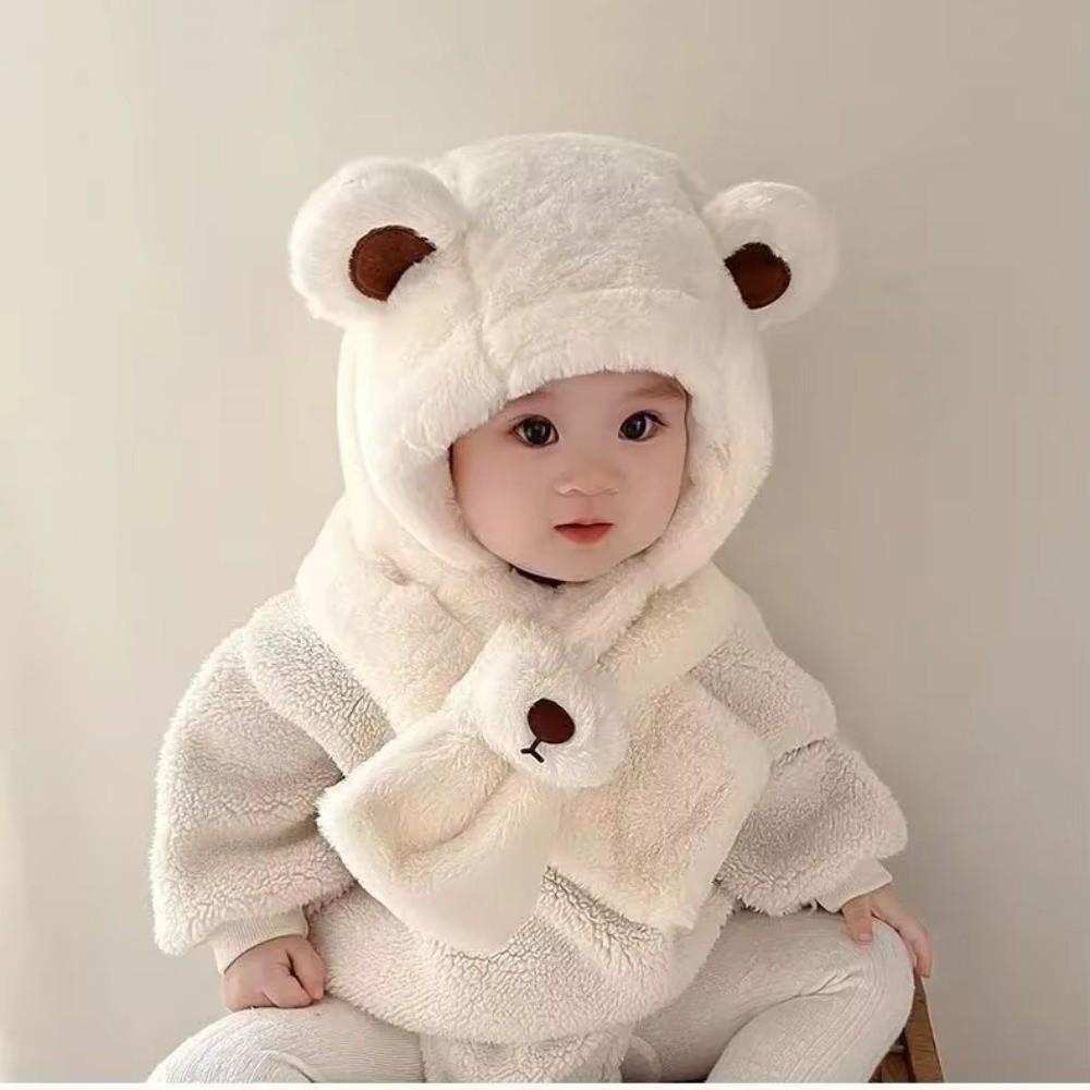 Fleece integrierte Baby Plüschmütze Verdickte Babykappe Ohrenschützerkappe Winter Warme Accessoires