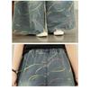 DIMANAF 2026 Summer New Plus Size Women Jeans Elastic Waist Long Pants Print Loose Casual Denim Cotton Trousers