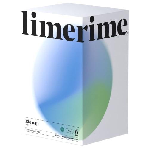 limerime Bamboo Sanitary Pads, Night Super (Absorbent Pads), 6-Pack, 35cm, with Wings, for Night Use [Bio Nap], Natural Materials, Gentle on Skin, Ant