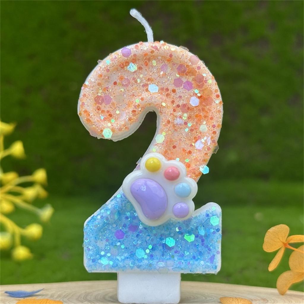 New Number Birthday Candle 0-9 Cute Cat's Paw Cake Candles Cake Topper Decoration Baby Shower Birthday Wedding Party Supplies