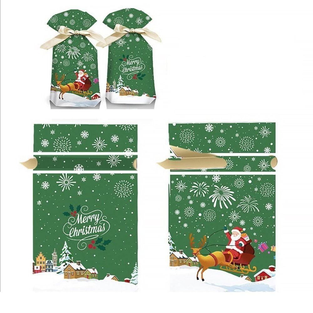 50PCS Gifts Box Merry Christmas Xmas Candy Bags Snowmen Snowflakes Biscuit Bags Santa Claus Candy Treat Bag Christmas