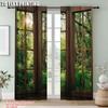 2Pcs Forest Scenery Printed Window Curtains Rod Pocket Decorative Window Drapes Window Treatments For Bedroom Living Room Home