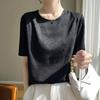 Summer Women's Silk T-shirt Round Neck Short Temperament Large Size Short-sleeved T-shirt Tops