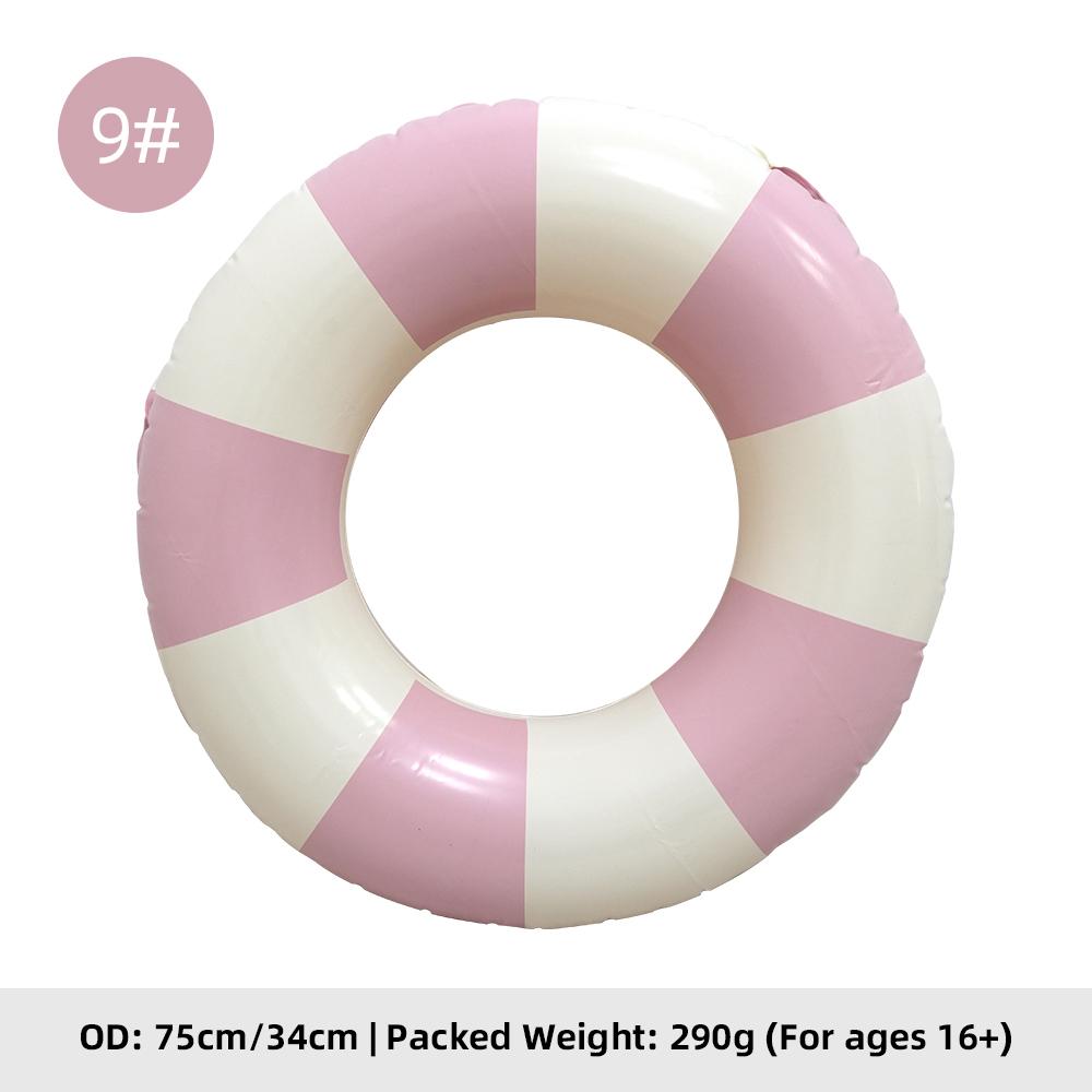 Summer Multicolor Striped Inflatable Swim Ring Thick PVC Leakproof Portable Foldable Pool Float Swimming Circle for Adults Kids