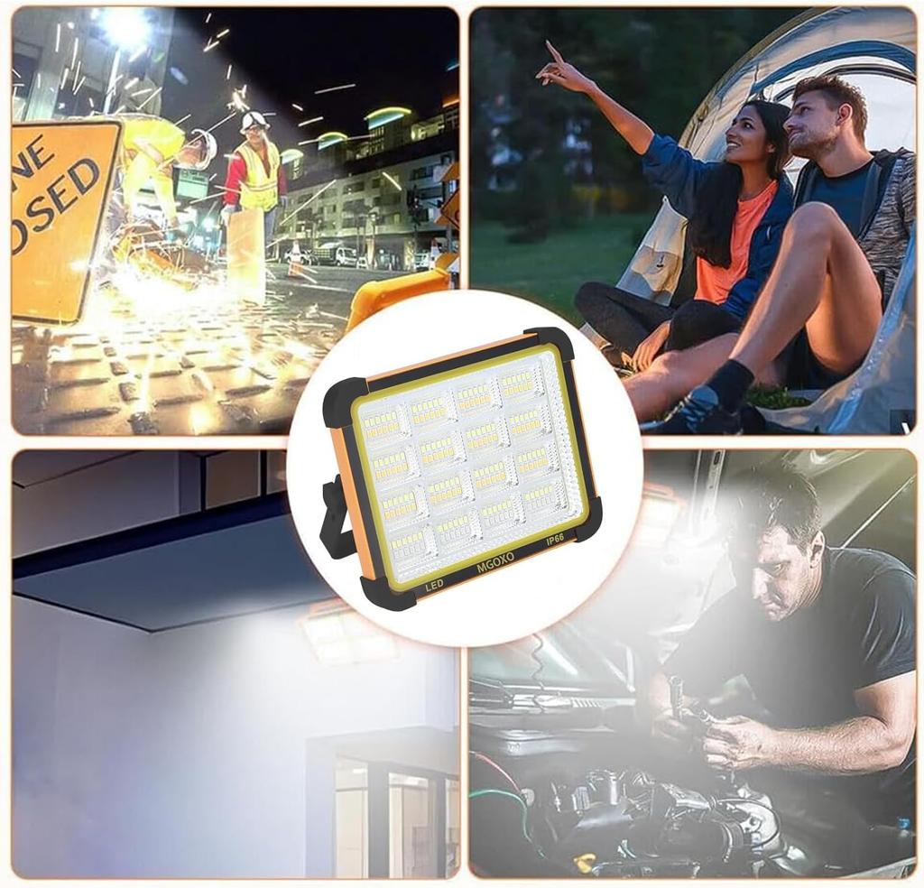 LBFXQ Floodlight, LED 16000mAH200W15000lm Work Light, 5 Lighting Modes, IP66 Waterproof, Solar-PoweredType-C Charging, Magnetic Design, Foldable