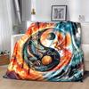 1pc Dragon and Phoenix in Cosmic Balance Blanket  Seasonal Universal Home Decorative, Living Room, Travel, Camping, Car Blankets