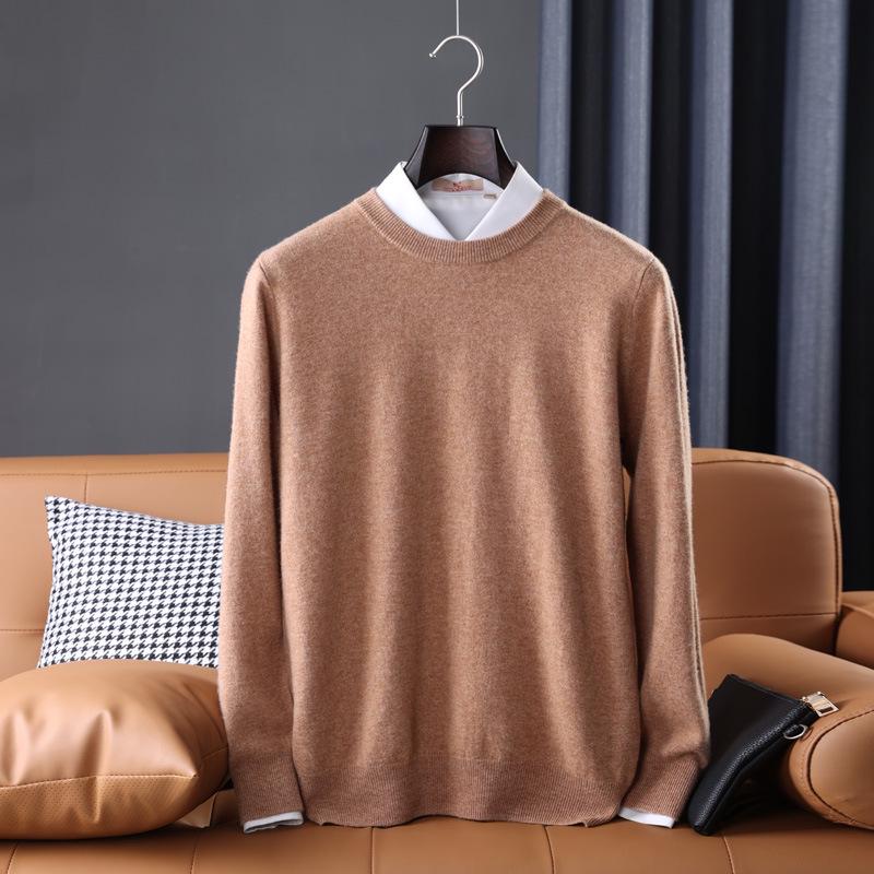 Men's Casual Autumn & Winter 100% Pure Wool V-Neck Loose Knit Sweater