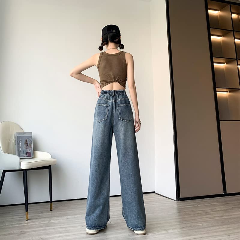 Denim Long Wide Loose Gaucho Elastic Beautiful Large 2XL [JINJUDUO] Jeans, Pants, Women's, Pants, Pants, Fit, 9/10 Length, Trousers, Bottoms, Pants,