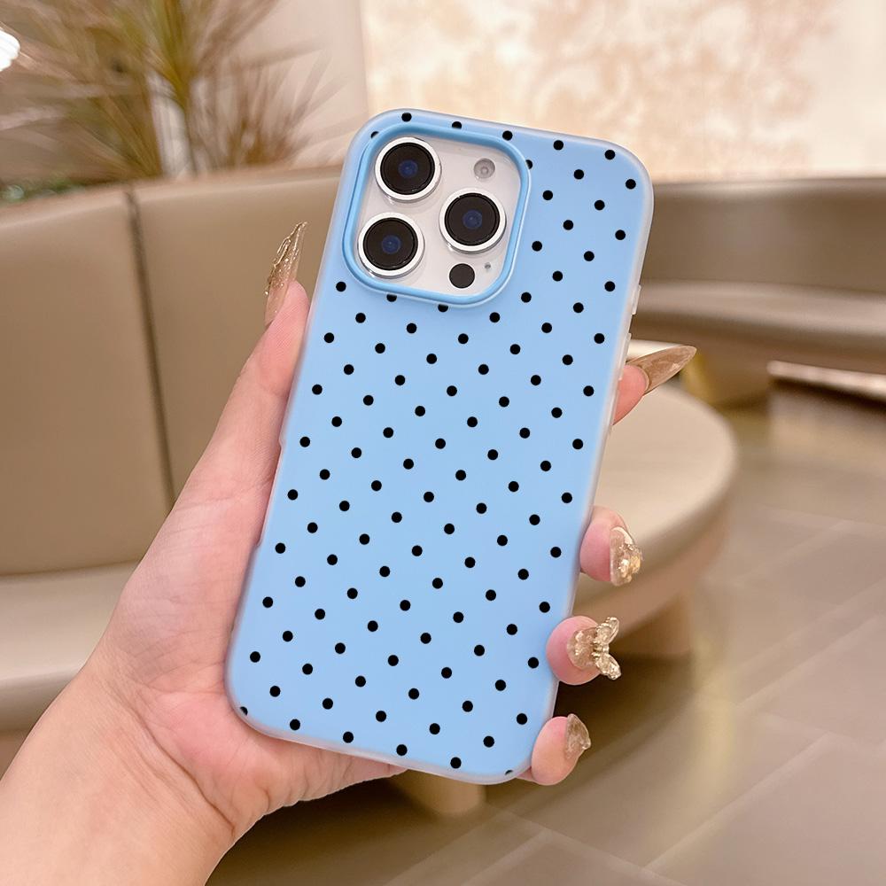 

Силиконовый Матовый Конфетный Цвет 2 в 1 Чехол для Телефона для iPhone 17 Air 16e 16 15 14 13 Plus 12 11 Pro X XR Max Черный Мелкая Точка Модный iPhone 17 ProMax