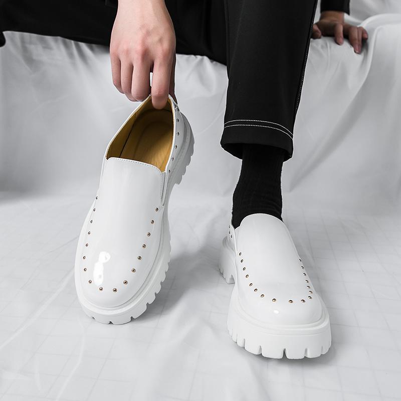 Advanced Willow Ding Decoration Korean Style Handmade Production Comfortable Men's Casual  Thick Soled Round Toe Loafer