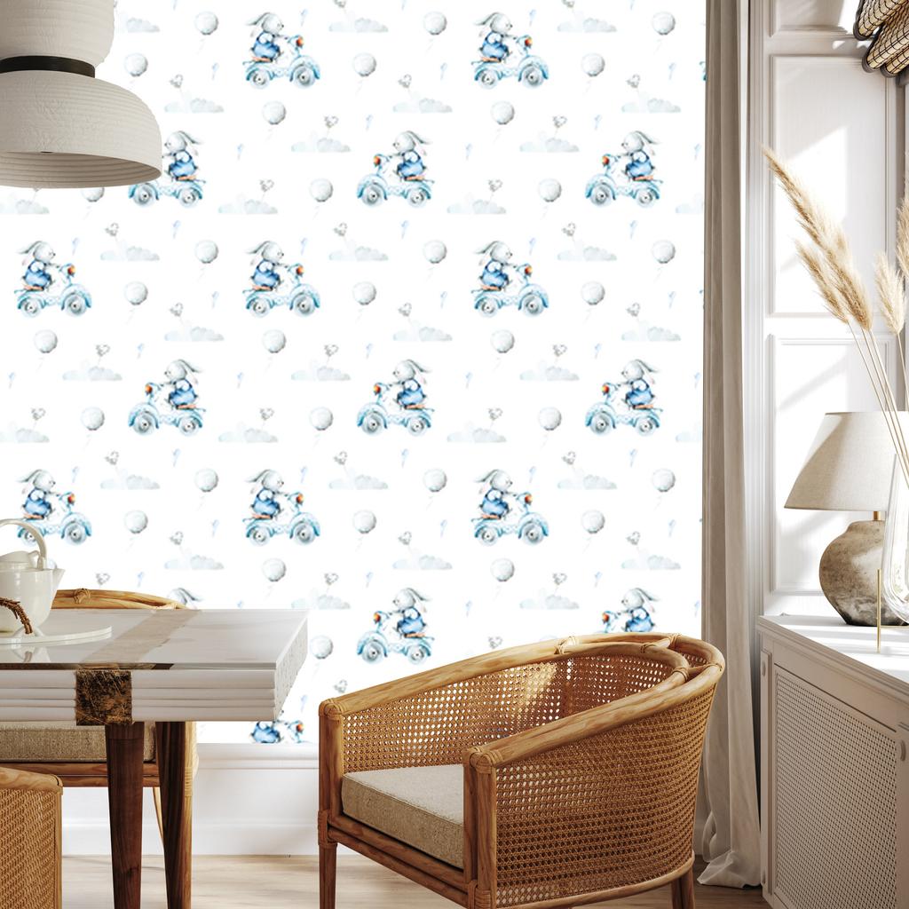 Bunnies and Hearts Wallpaper for Living Room and Bedroom 50x1000