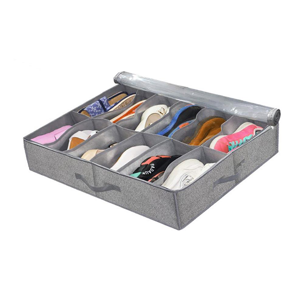 

Large Shoe Storage Container for 12 Pairs: Maximize Under Bed Space - Foldable Organizer with Sturdy Handles for Closet & Travel