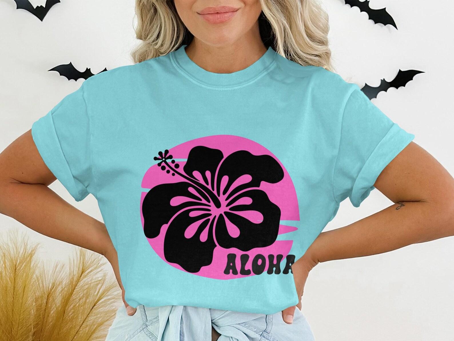 Aloha Hibiscus T-Shirt, Retro Pink Floral Hawaiian Vacation Tee 2XL