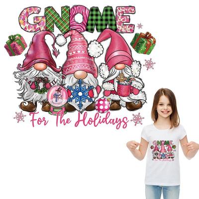 Holidays Gnome Patch Iron Heat-Adhesive Transfer Diy Clothes Appliqued Arts Crafts Ironing Sticker Decoration Christmas Decals