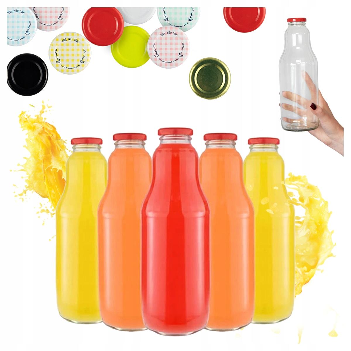 60X Butelki Szklane Fruit 1L Butelka