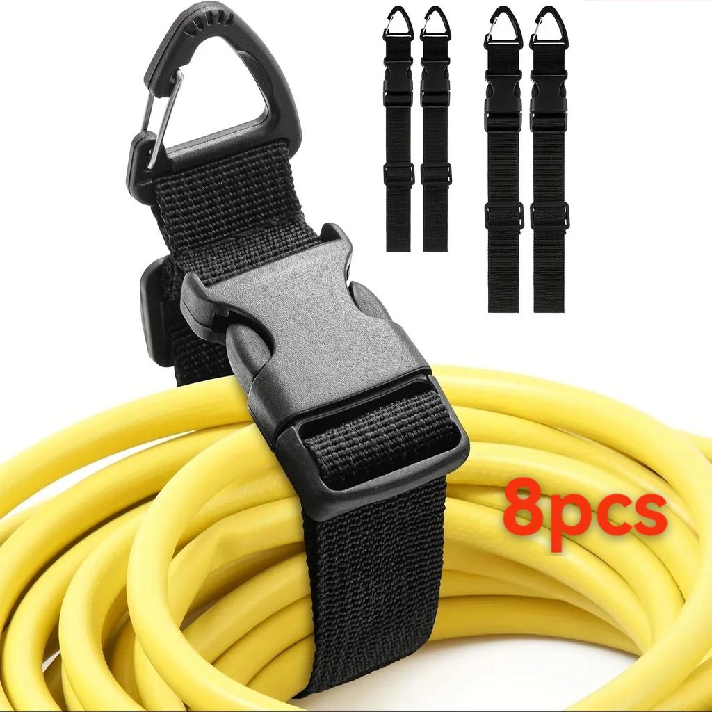 2,5*45cm Schwarzer Verstellbarer Verlängerungskabel-Organizer Strapazierfähiges 3-Achsen-Schnallen-Aufbewahrungsband für Werkstatt Garage Kabelmanagement
