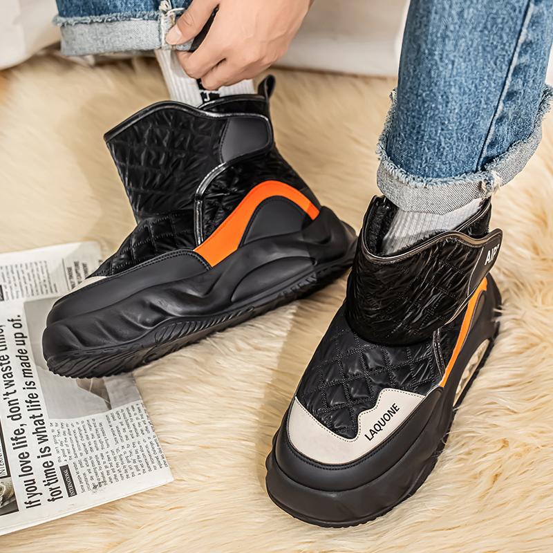 2024 New High Top Fleece Warm and Comfortable Snow Boots, Fashionable and Versatile Men's and Teenagers' Winter Cotton Shoes