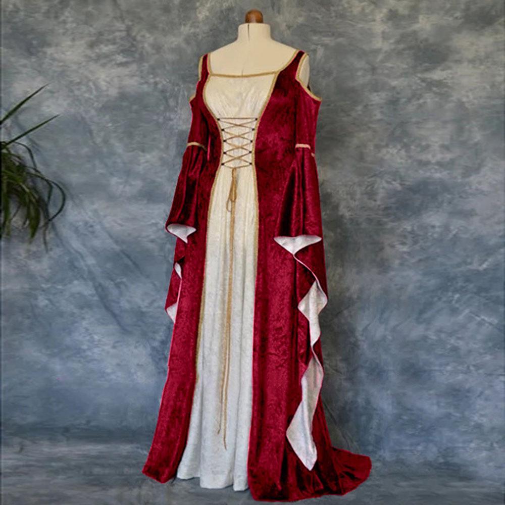 Women Fall Winter  Gothic Retro Floral Print Ball Gowns Gowns Dress