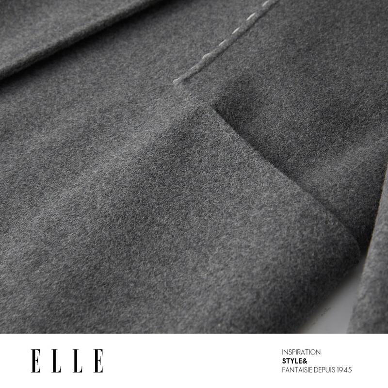 ELLE Women's Lambswool Fringe Double-Faced Coat