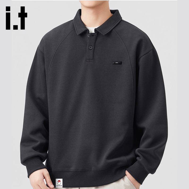 Men s American Style Retro Polo Sweatshirt L