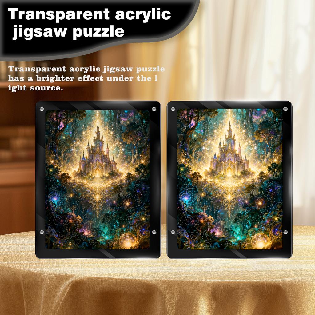 Magic Castle Puzzle Decorative Painting, Ornament Fantasy Fairy Tale Translucent Acrylic Puzzle