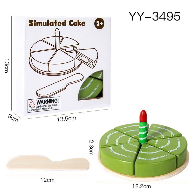 

Kids Wooden Cake Cutting Toy, Pretend Play Dessert Set, Educational Role Play Kitchen Toy for Toddlers зелёный