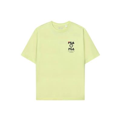 Fila Herz Buchstaben Logo Rundhals Kurzarm T-Shirt Herren Tops Gelb F11M219109FYE