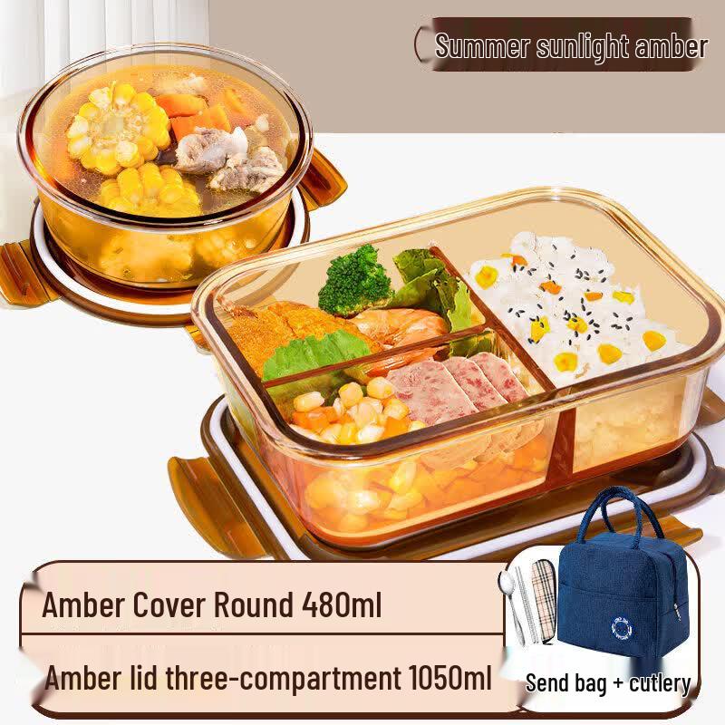 Microwave-Safe Glass Lunch Box with Lid