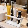 Countertop Toothbrush Holder Bathroom Toothbrush Stand with 4 Slots Z Shape Family Toothbrush Toothpaste Organizer for Electric Manual Toothbrushes