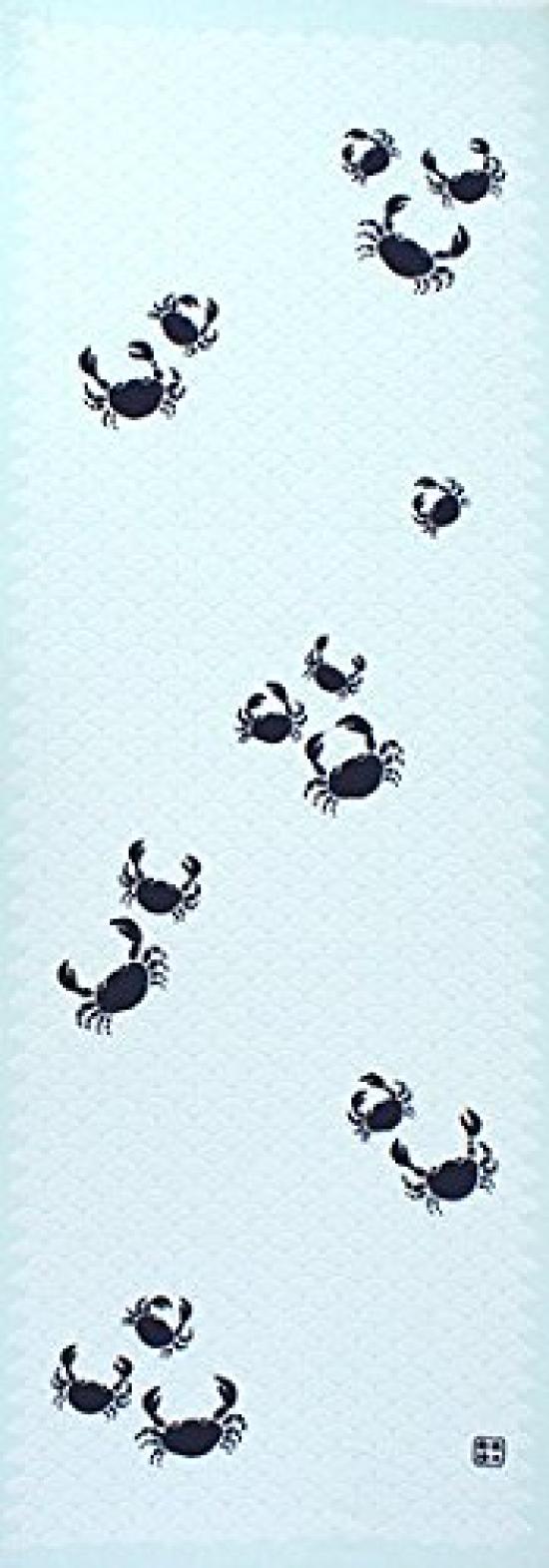 

Dyeing Yasubo Hand Towel and Authentic Dyed Cotton Tokuoka Made in Japan 35cm x 100cm Crab Seigaiha 100%