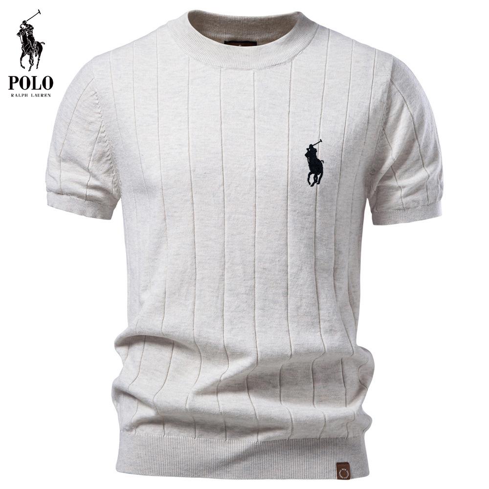 Ralph Lauren Frühling/Sommer Neues Herren-Besticktes Hochwertiges Baumwoll-Rundhals-Woll-Kurzarm-T-Shirt S