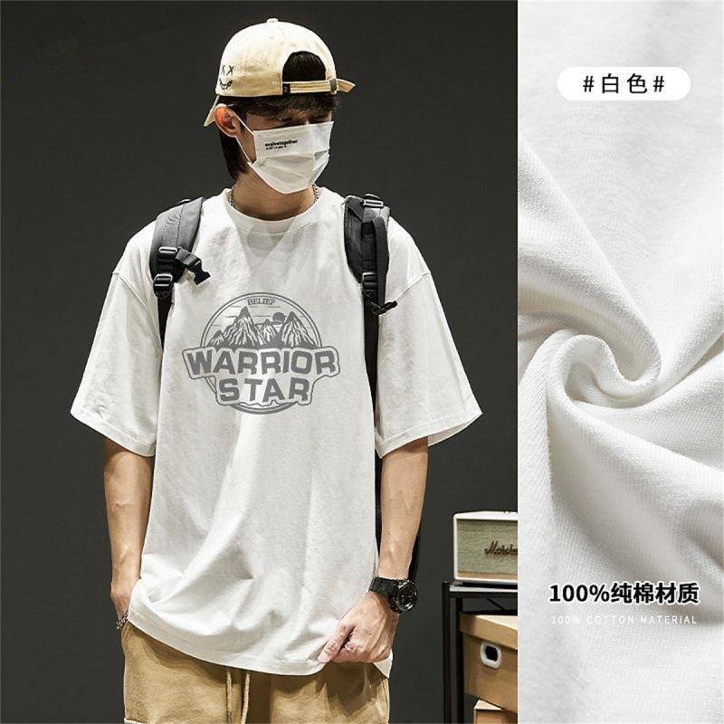 Kortärmad Herr Bomulls T-shirt Lös O-hals Casual T-shirts