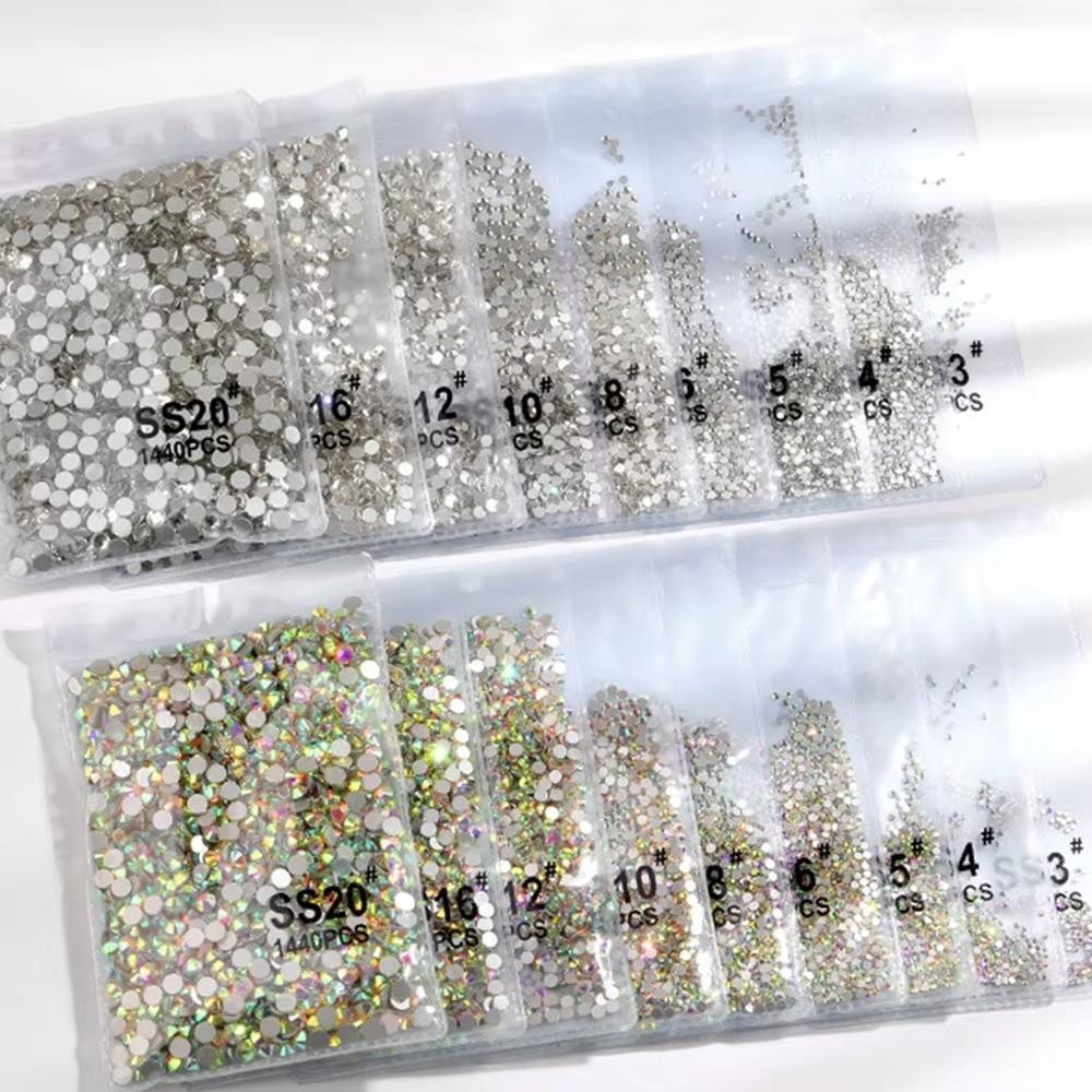 1440Pcs Flat Back Nail Gems Glass Nail Diamonds New Nail Rhinestones DIY Craft