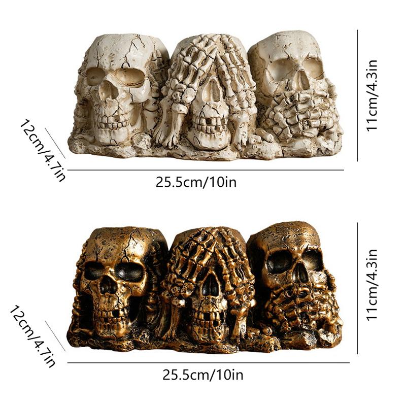 Skull Shaped Flower Pot Halloween Skull Pen Pencil Holder Skeleton Key Holder Makeup Brush Holder Home Office Desk Supplies