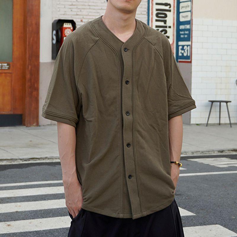 Summer American Street Plus Size Pure Color Baseball Uniform Ins Button Hip Hop Hiphop Hip Hop Cardigan Half Sleeve T-shirt for Men