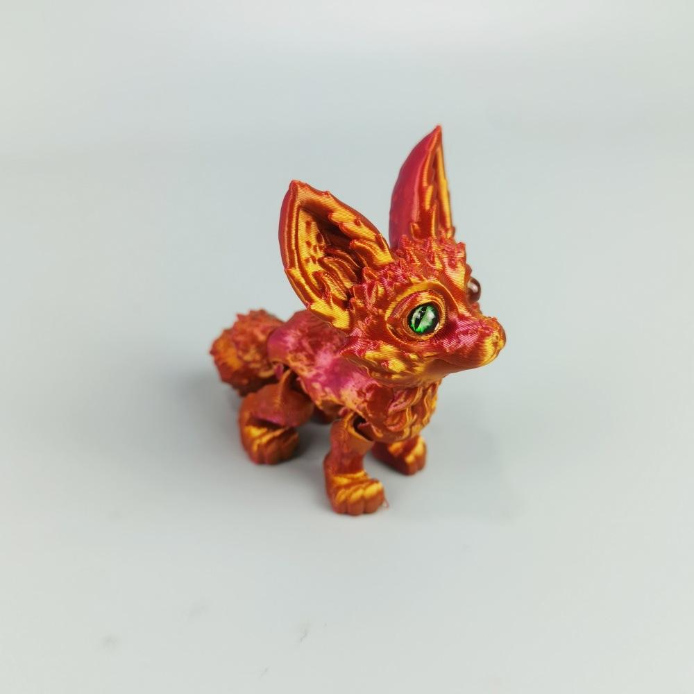 3D Printing Small Fox Cute Creative Modelling Animal Toys Office Home Decoration Small Ornaments Big Ears Fox Children's Gifts