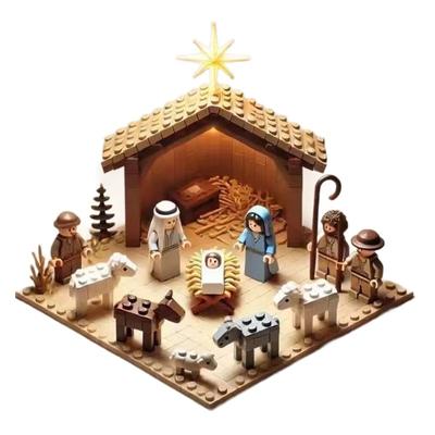 Nativity Scene MOC Building Blocks Model Jesus Shepherd/Sheep Compatible With LEGO Bricks Toys Christmas Easter Gifts