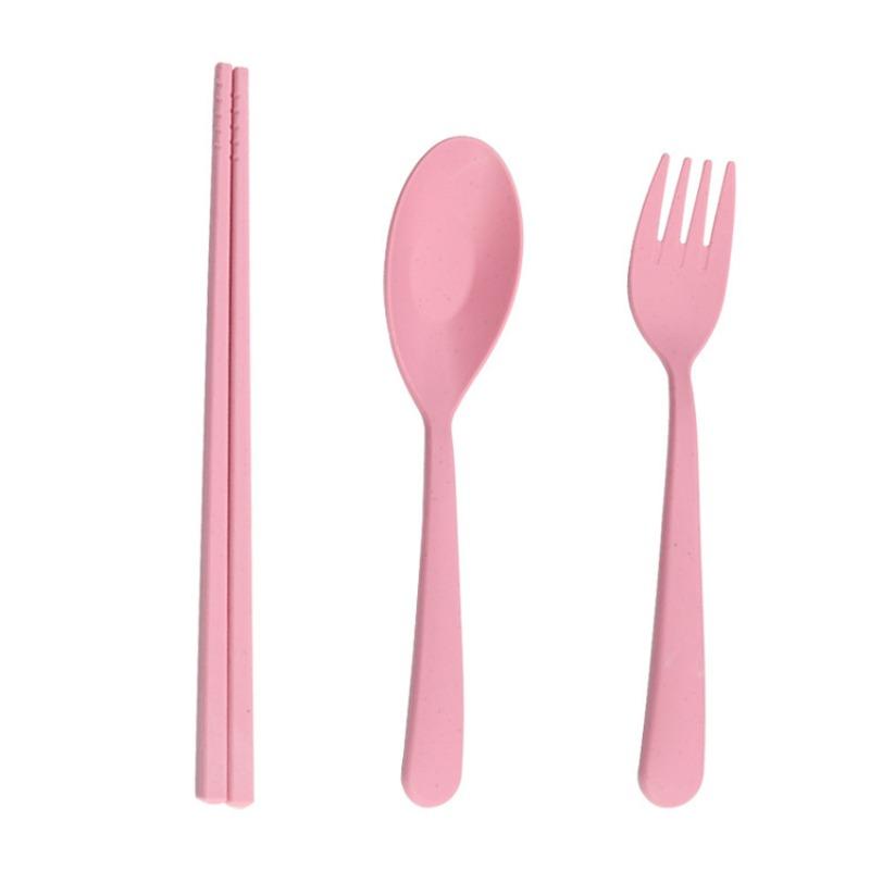 Student Outdoor Portable Three-piece Set of Small Tableware for Children - Fork, Spoon, Chopsticks - Portable Tableware Set