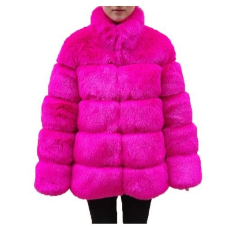 Damskie Nowe Futro, Cienkie Futro ze Stójką Damskie