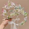 Simulation Flower Girls Garland Beads Flower Headdress Elegant Wreath Headband  Seaside Vacation