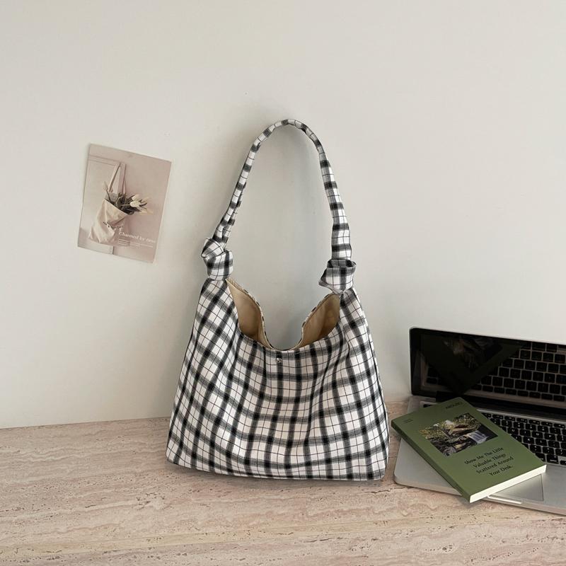 Underarm Bag Women's Large Capacity Plaid Tote Bag Commuter Shoulder Bag