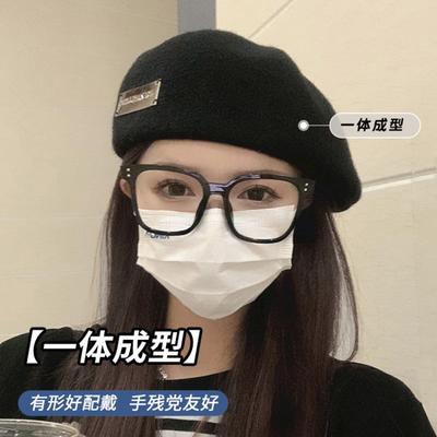 Big Head Circumference Beret Female Spring and Autumn Face Small Reverse Wearing Forward Hat Autumn and Winter Painter Cap Wool Hat