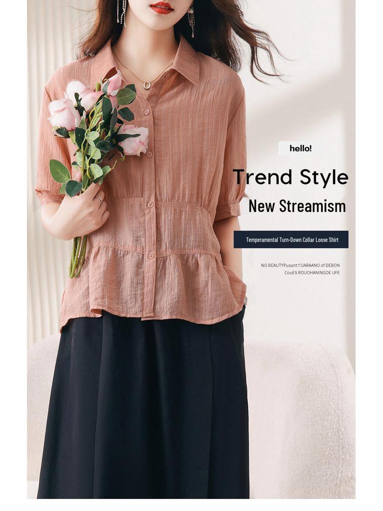 Stylish Tencel Short-Sleeve Top for Women: Age-Defying Summer Fashion