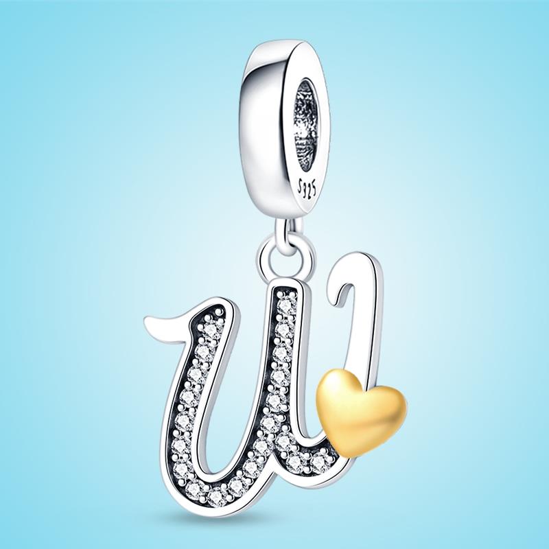 Marke Neueste Ankunft Kompatibel Mit Kupfermetall Authentisch Original Armbänder 26 Alphabet A-Z Buchstaben Kupfermetall Anhänger Perlen Komponenten Perle