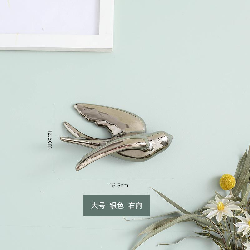 Ceramic Handicrafts Background Wall Decoration Golden Bird Three-dimensional Pendant Swallow Sculpture Home Decoration