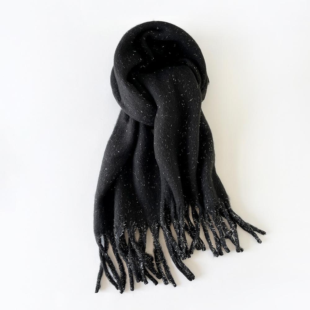 Thickened warm simple solid color mohair scarf large shawl women's plain scarf