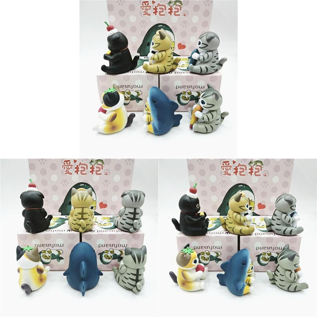 Cat Cute Shark Pvc Toy Figures 6 Pcs Mini Collectibles For Room Decor Gifts